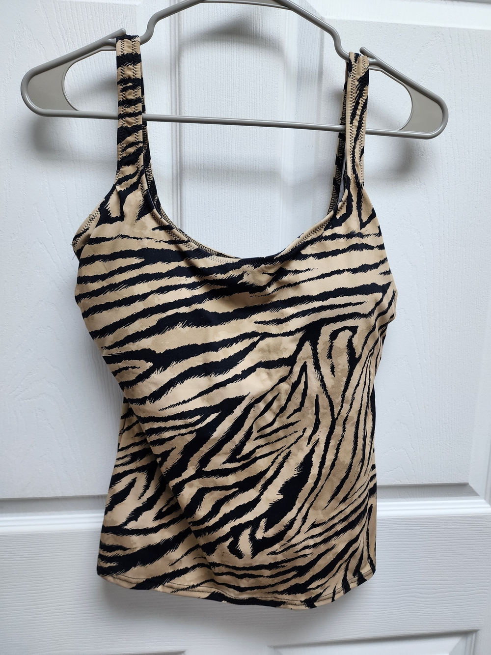 Beige and Black Zebra Print Swim Top
